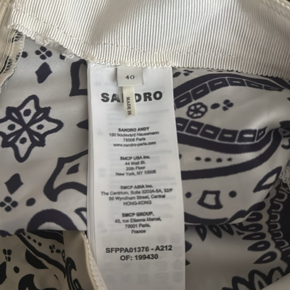 SANDO Teylor Paisley Pants PATTERNED FLOATY TROUSERS Size 40 Navy Ivory 6 8 38 - Picture 13 of 16